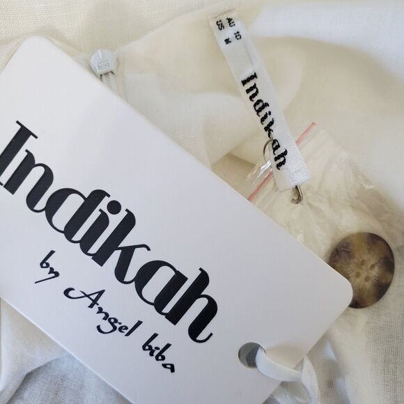 Indikah Romper Size Medium White Spaghetti Strap Cotton Blend By Angel Biba New - Picture 11 of 16